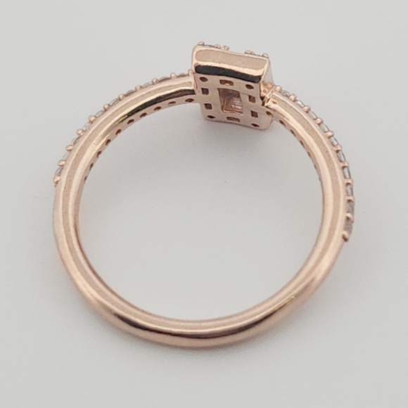 NWOT Pandora Rose Gold Sparkling Square Halo Ring CZ - Picture 4 of 4